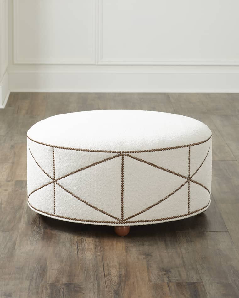 Old Hickory Tannery Studdington Nail-Trimmed Ottoman