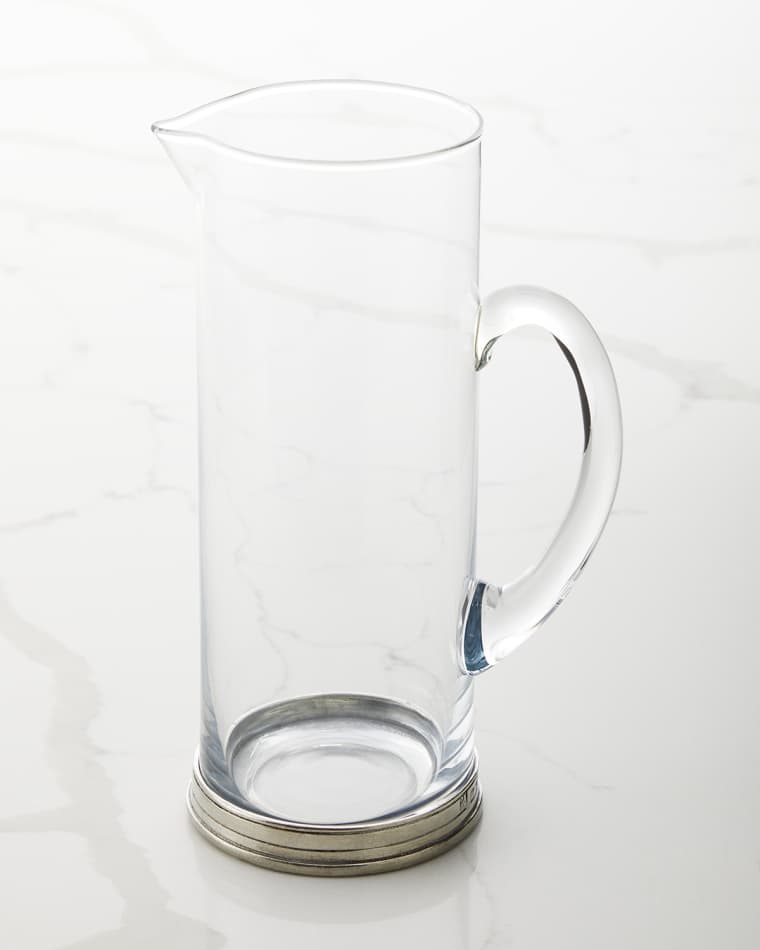 Neiman Marcus Tall Pewter and Glass Pitcher, 1.5 L
