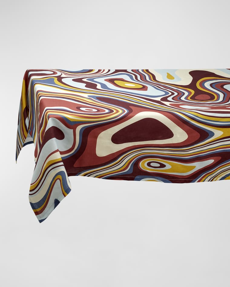 L'Objet Waves Linen Sateen Tablecloth, 70" x 126"
