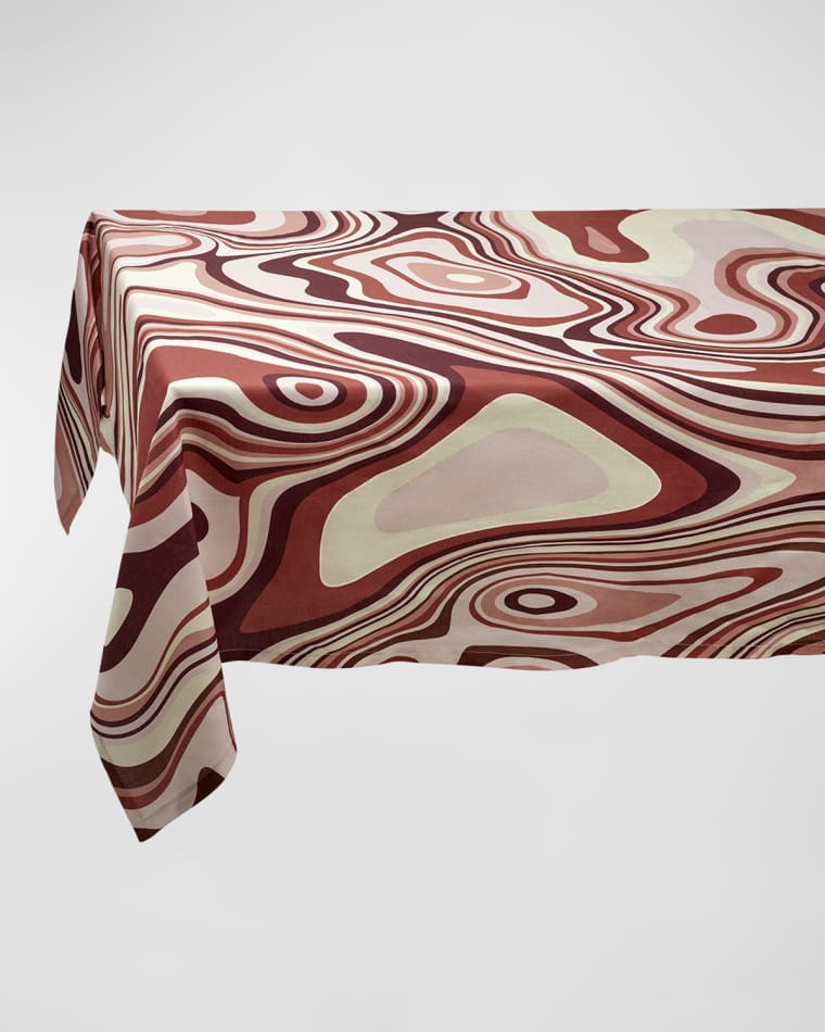L'Objet Waves Linen Sateen Tablecloth, 70" x 126"