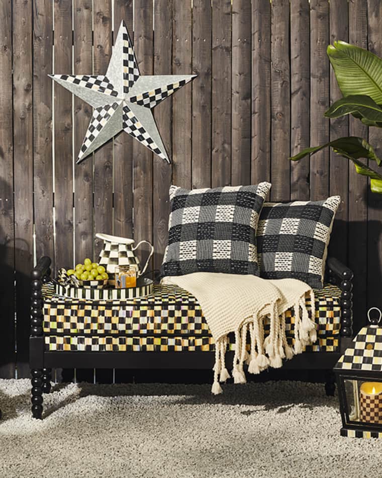 MacKenzie-Childs Spindle Check Outdoor Bench