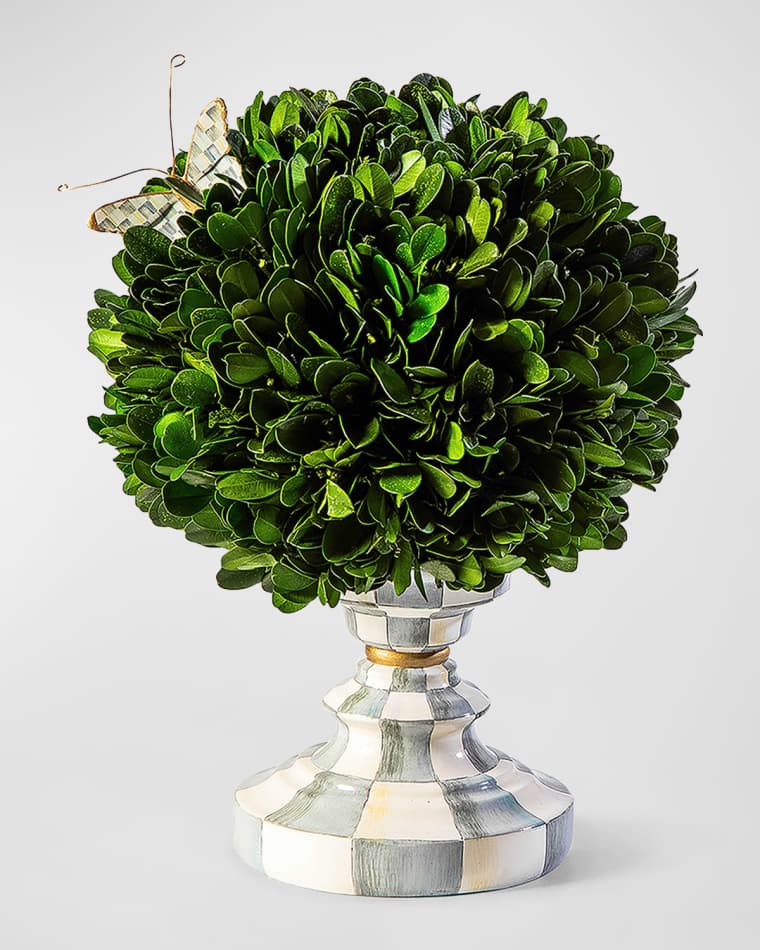 MacKenzie-Childs Sterling Check Small Boxwood Centerpiece, 10"
