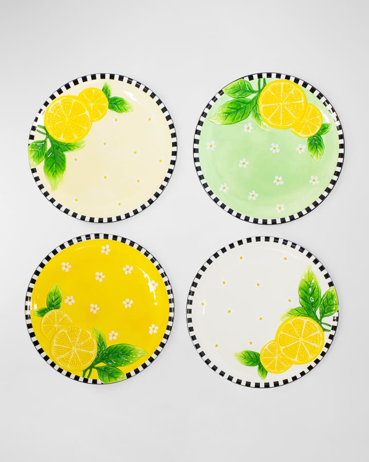 MacKenzie-Childs Lemon Dessert Plates, Set of 4