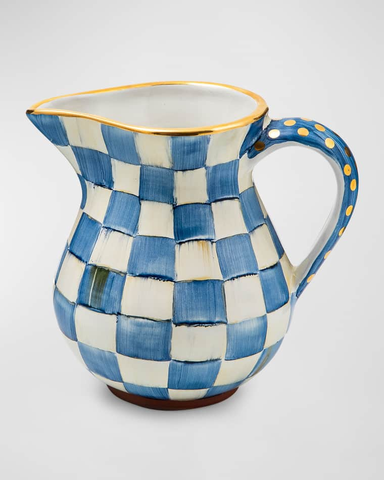 MacKenzie-Childs Royal Check Portly Pitcher, 52 oz.