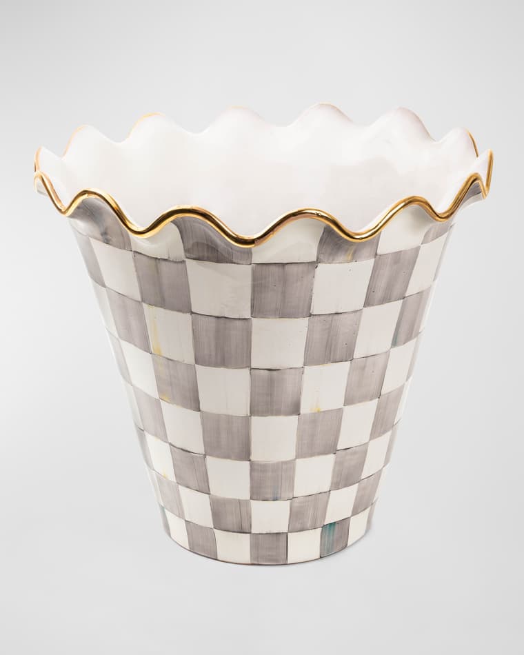 MacKenzie-Childs Sterling Check Jumbo Garden Pot