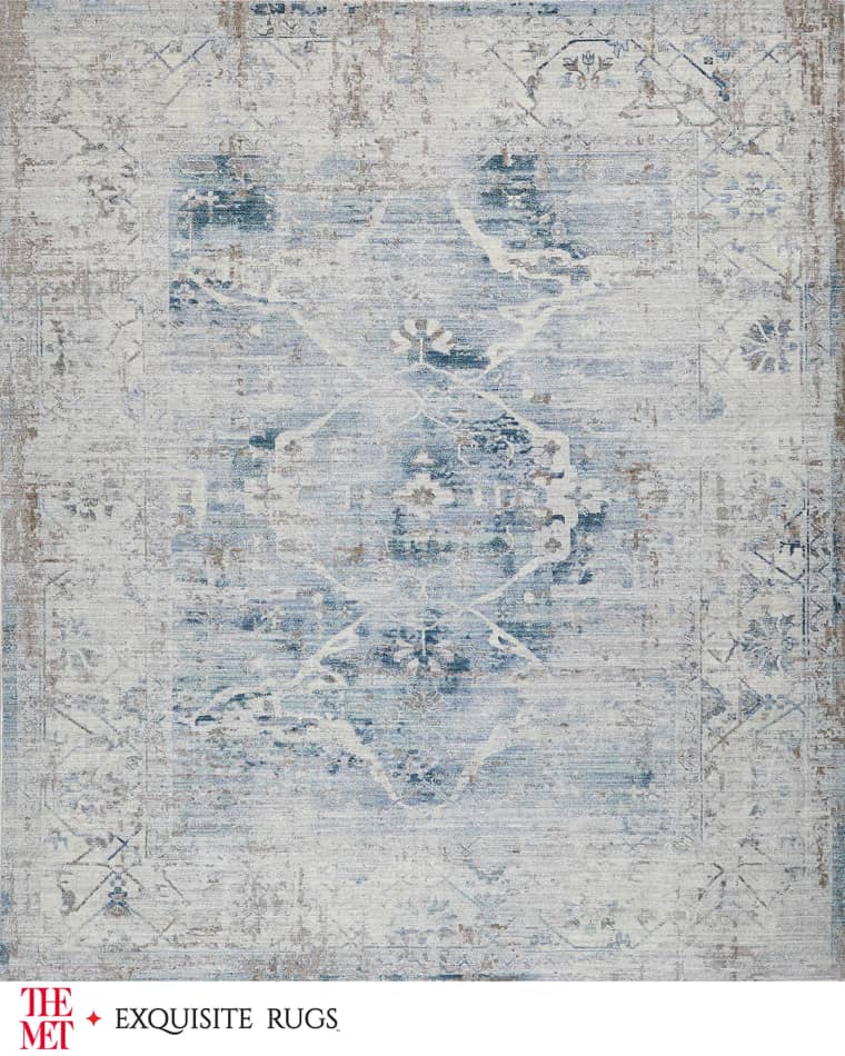 Exquisite Rugs x THE MET Vintage Loom Light Blue & Beige Rug, 10' x 14'