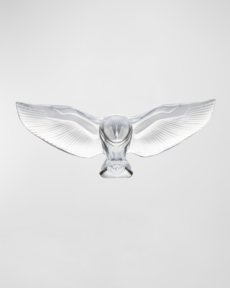 Lalique Barn Owl Sculpture, Clear