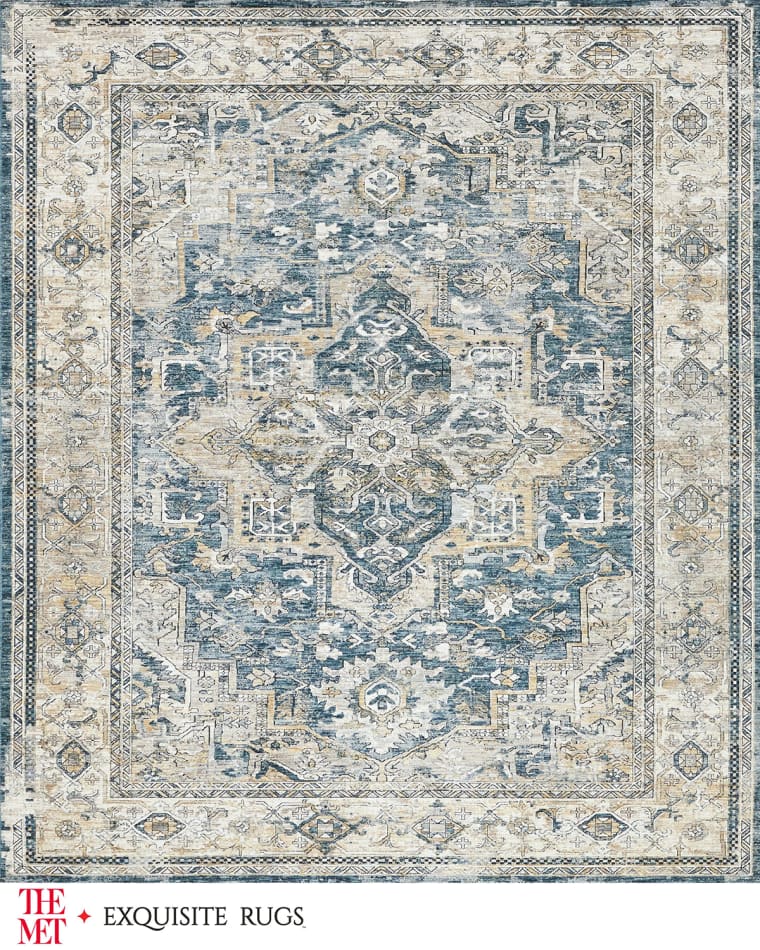 Exquisite Rugs x THE MET Antique Loom Blue & Beige Rug, 10' x 14' Antique Loom Blue & Beige Rug, 9' x 12' Antique Loom Blue & Beige Rug, 8' x 10'