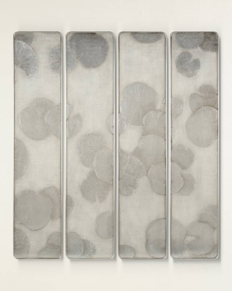 John-Richard Collection "Four-Panel Silver Lotus Wall Art" by Mark McDowell