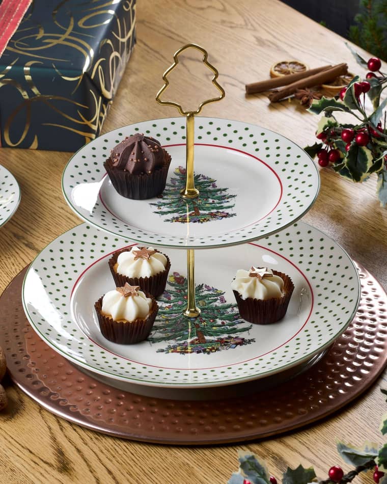 Spode Christmas Tree Polka Dot Tiered Server