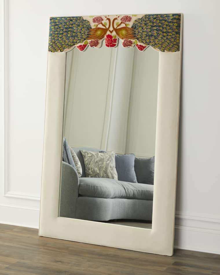 Haute House Peacock Floor Mirror, Cream