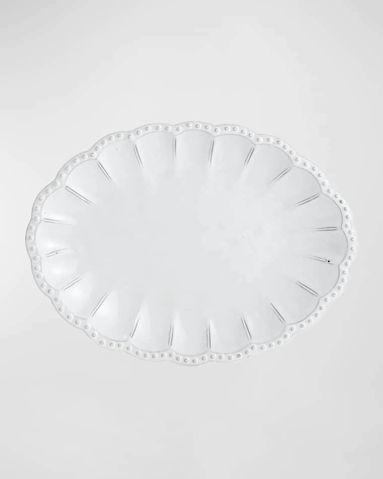 Arte Italica Bella Bianca Beaded Oval Platter