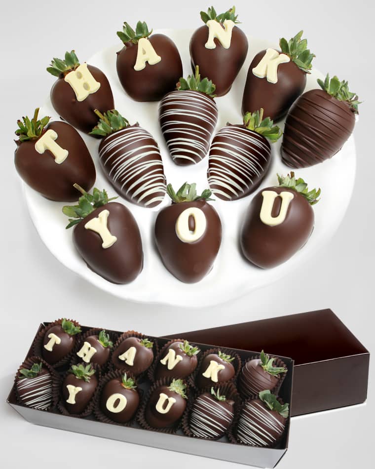 Chocolate Covered Company Thank You Belgian Chocolate Berry Gram, 12 Pieces