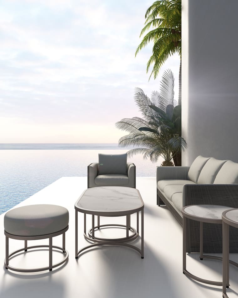 Neuwood Living Domicile Outdoor Coffee Table with 2 Ottomans