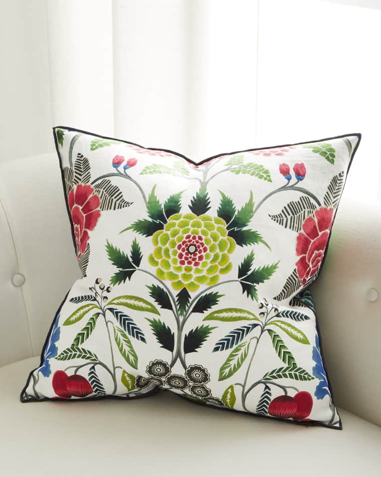 Designers Guild White Brocart Decoratif Linen Cushion