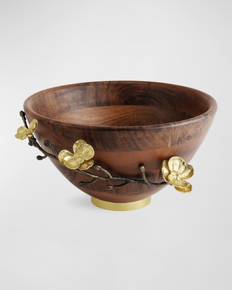 Michael Aram Gold Orchid Wooden Bowl