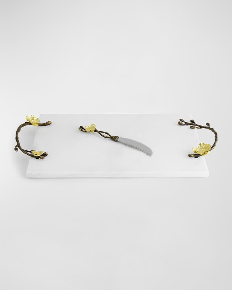Michael Aram Gold Orchid Cheeseboard with Knife