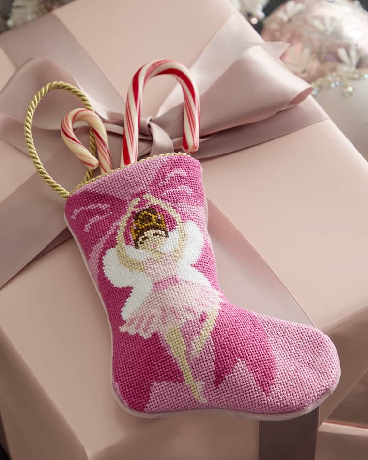 Bauble Stockings x Sainty Nelsen "The Brianna White Ballerina" Mini Bauble Stocking