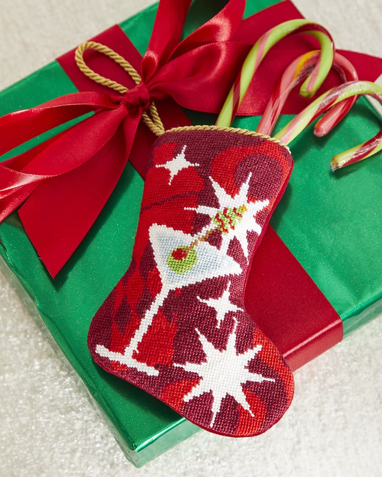 Bauble Stockings x Sainty Nelsen "Red Holly Jolly Molly Martini" Mini Bauble Stocking