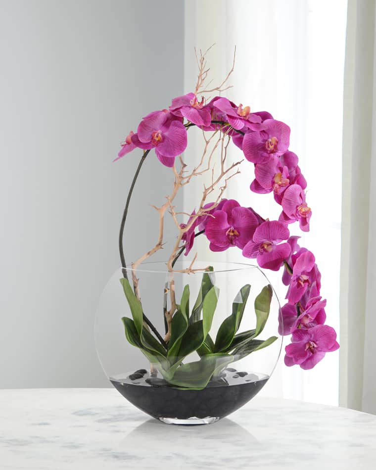 John-Richard Collection Real Touch Phalaenopsis Asian Orchids 32" Faux Floral Arrangement in Glass Vase