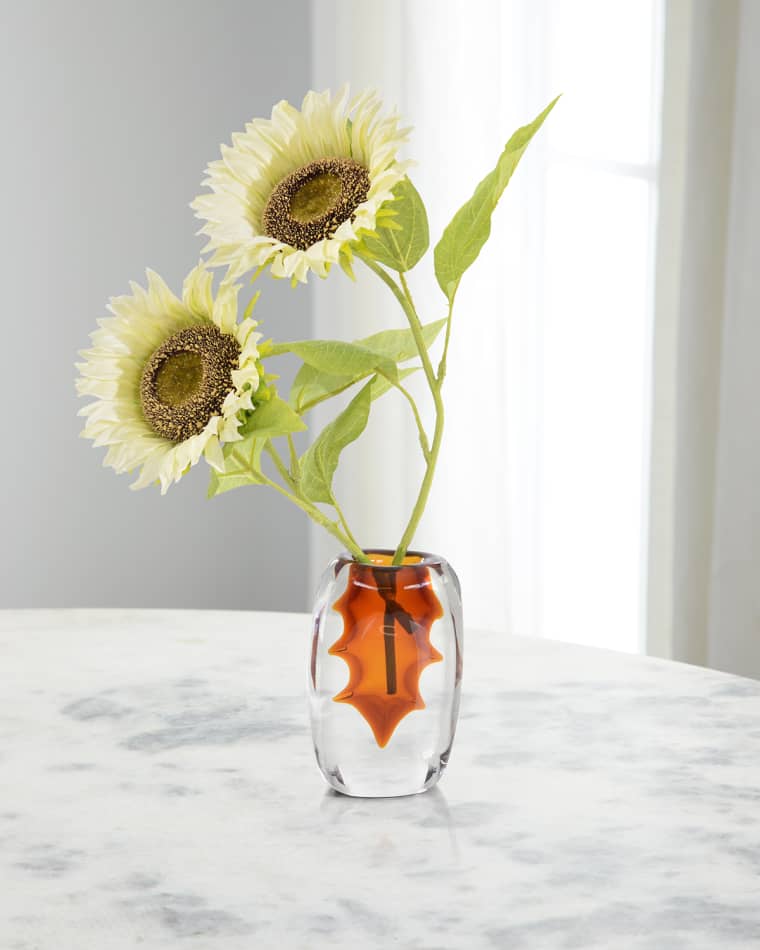 John-Richard Collection Honey Amber 16" Faux Floral Arrangement in Glass Vase