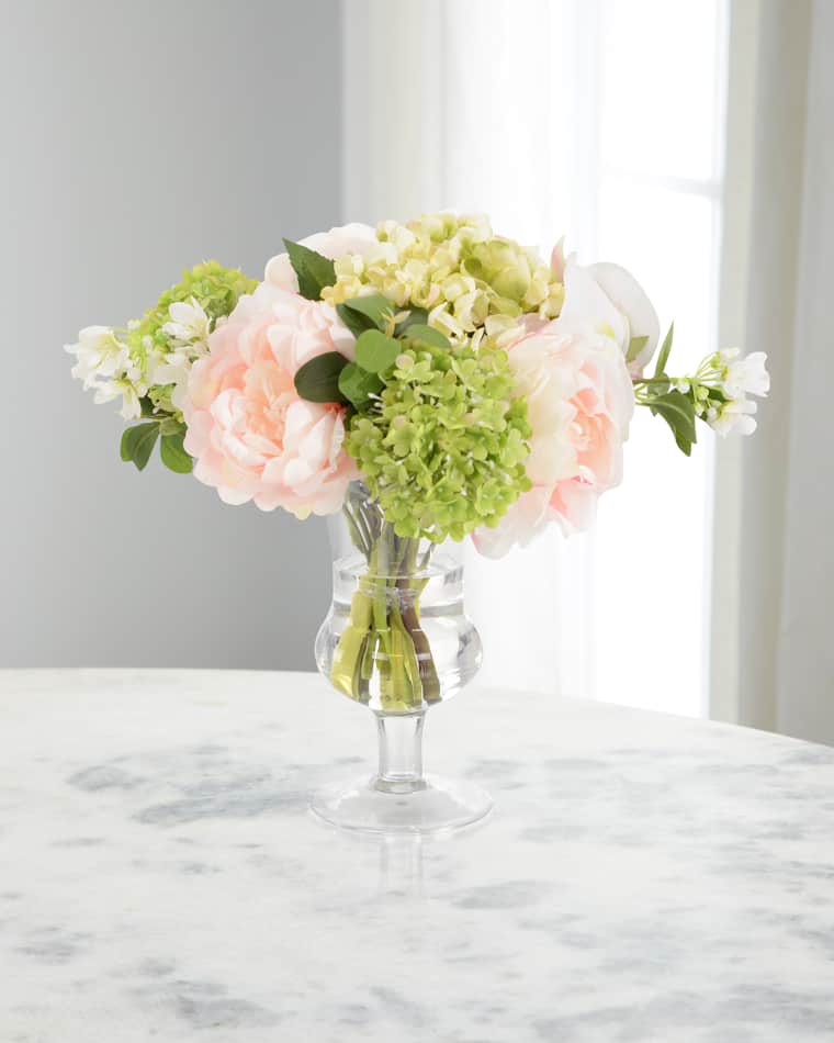John-Richard Collection Blushing Orchid Garden 12" Faux Floral Arrangement in Glass Vase