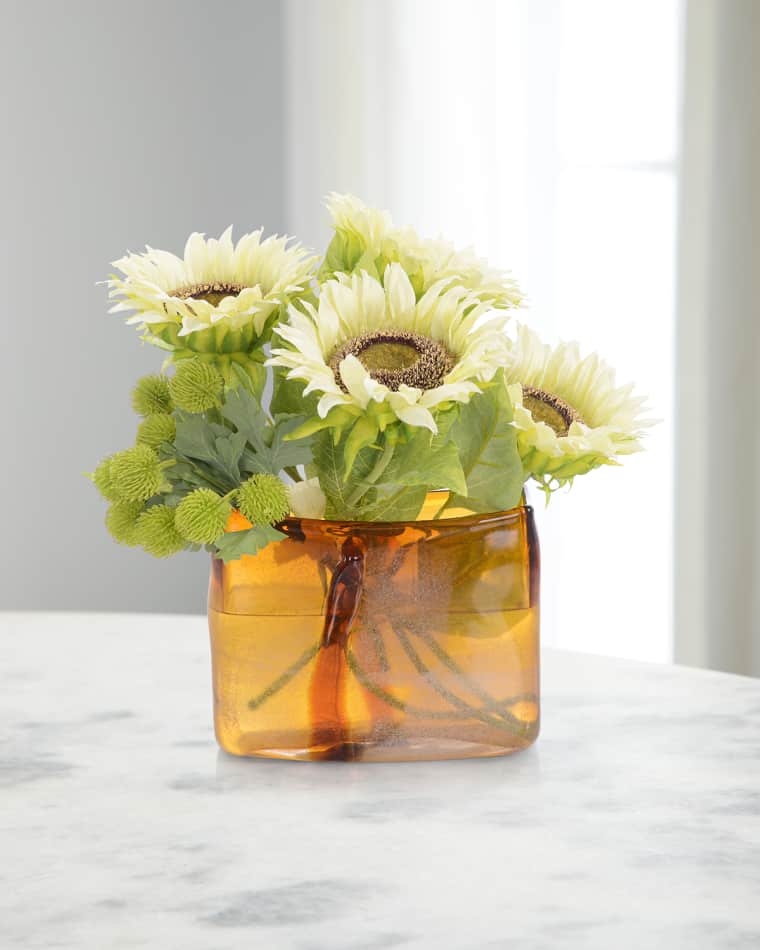 John-Richard Collection Sunflowers 17" Faux Floral Arrangement in Glass Container