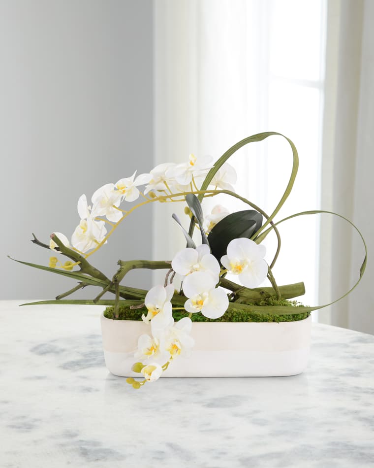 John-Richard Collection Real Touch Garden Phalaenopsis 22" Faux Floral Arrangement in Glass Container