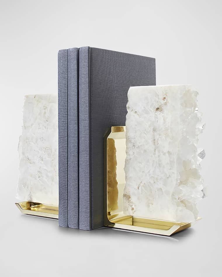 ANNA New York Fim Geo Quartz and Aluminum Bookends