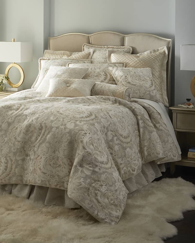 Austin Horn Collection Giselle 3-Piece Comforter Set, King Giselle 3-Piece Comforter Set, Queen Giselle Chenille Solid Pillow, 20" x 20"