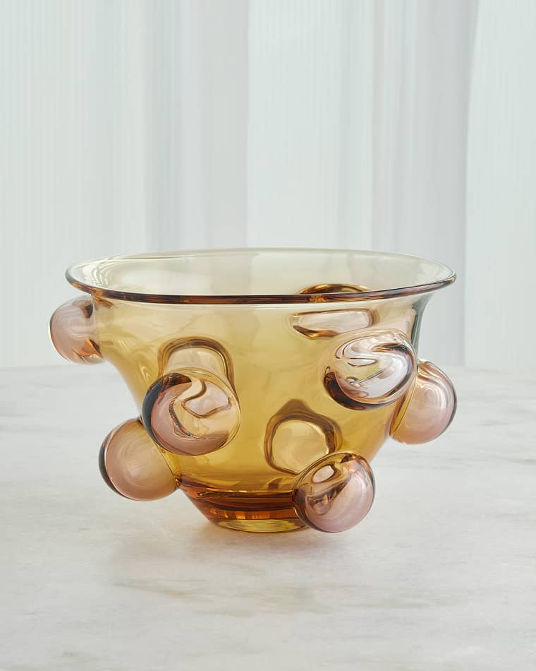 Global Views Bubbled Glass Bowl, Amber Blush