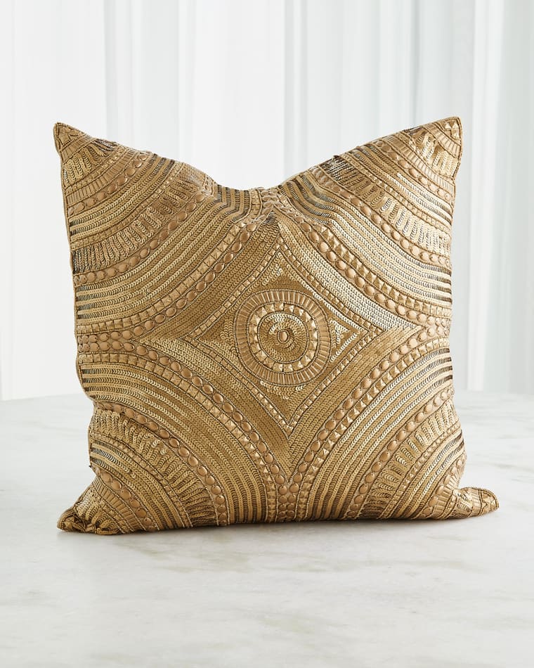 Global Views Roman Beaded Golden Pillow