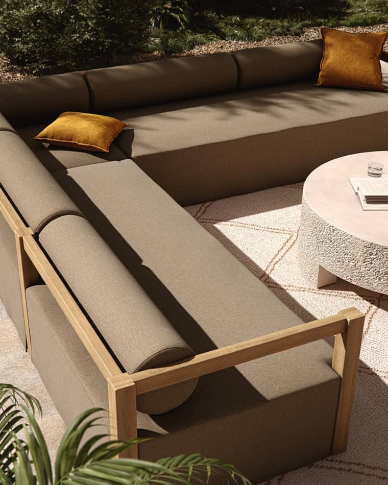 Four Hands Laskin Outdoor 3-Piece Sectional, Washed Brown