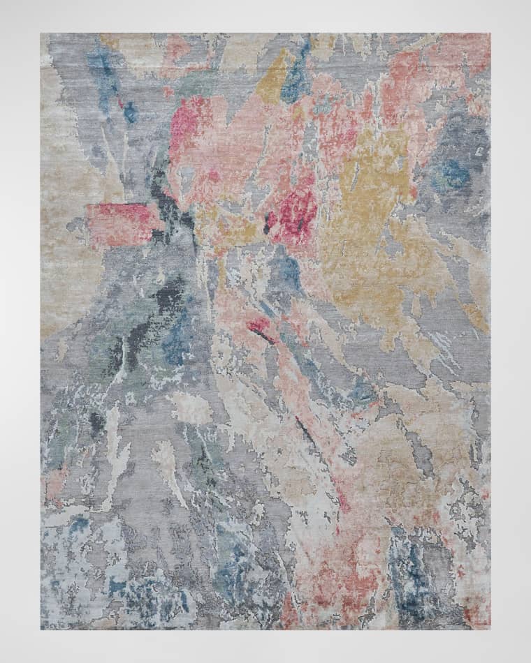 Exquisite Rugs Floor Art Hand-Knotted Silver & Blush Rug, 8' x 10'
