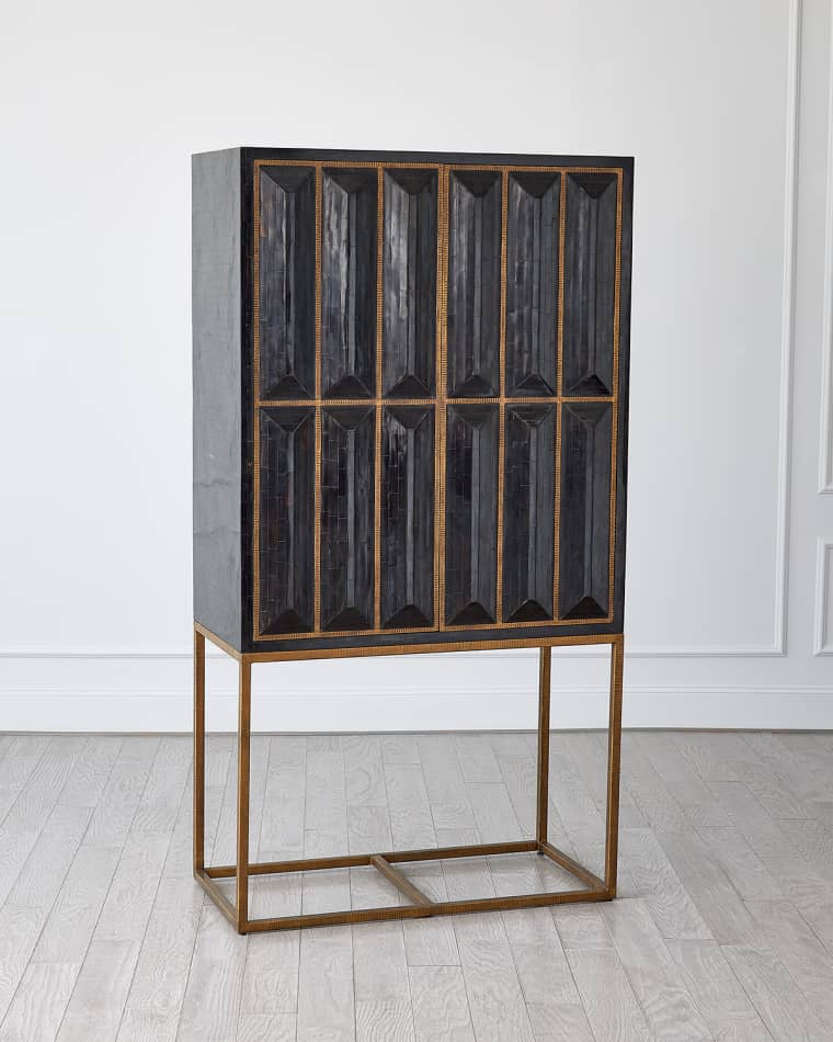 Global Views Horn Inlay Bar Cabinet