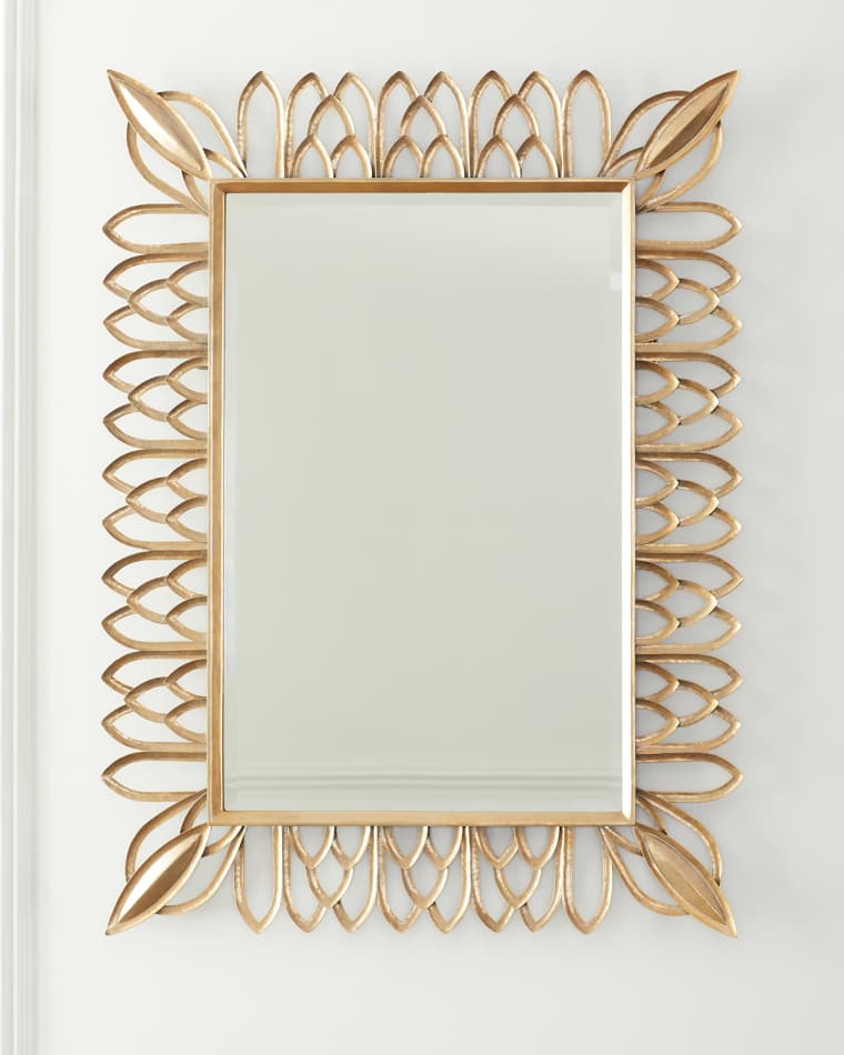 Neiman Marcus Antiqued Brass Rectangle Mirror
