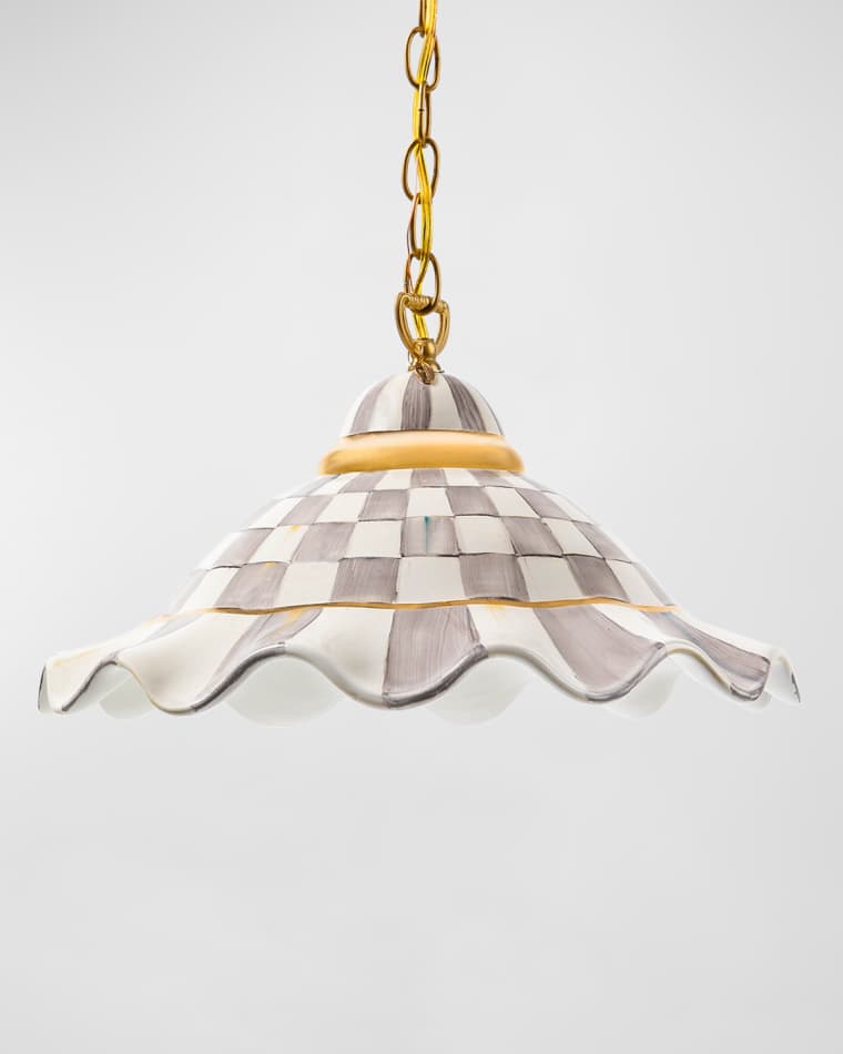 MacKenzie-Childs Sterling Check Fluted Hanging Lamp