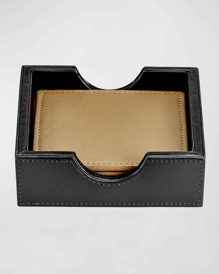 Graphic Image Leather Square Coasters, Set of 4