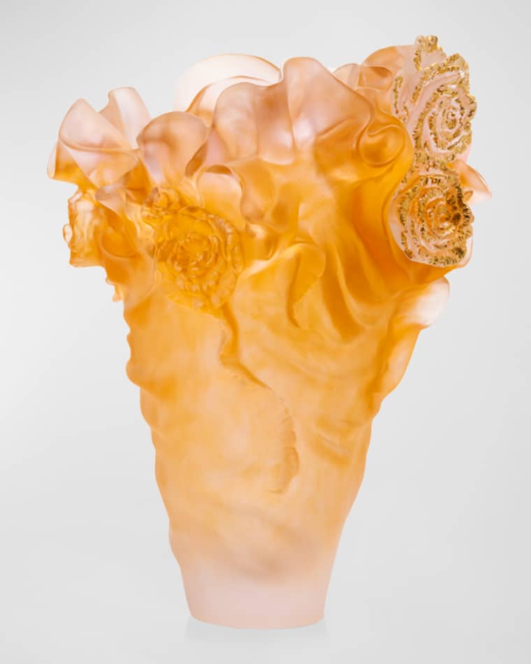 Daum Rose Royale Gold Leaf Vase