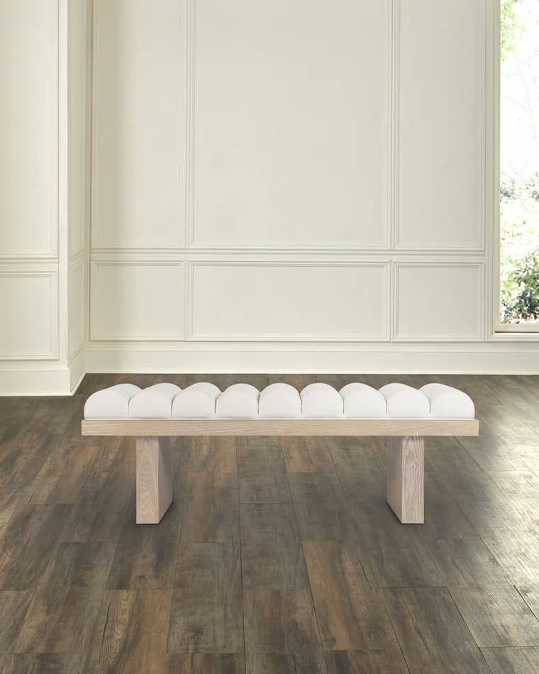 Worlds Away Caspian Channel-Tufted Bench, 52"