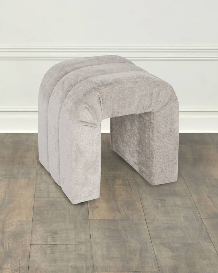 Worlds Away Finch Channel-Tufted Chenille Stool
