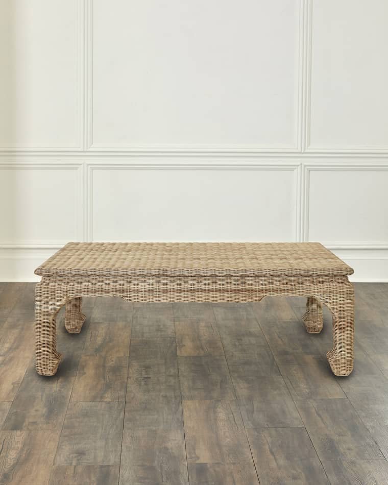 Worlds Away Guinevere Rattan Coffee Table