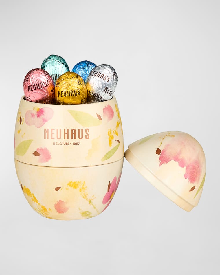 Neuhaus Chocolate Metal Easter Egg with Chocolate Eggs, 18 Count