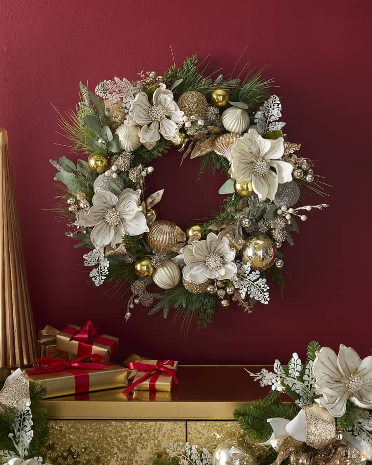 Mark Roberts 31" Gold and White Christmas Wreath