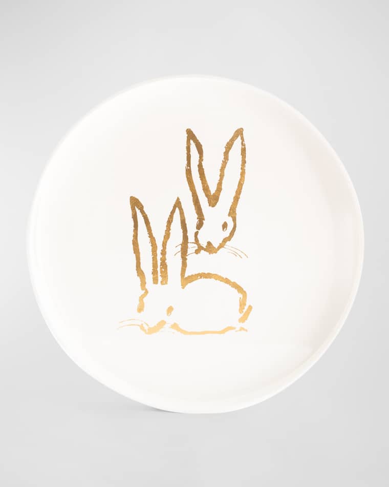 Hunt Slonem Royal Rabbit Gold Leaf and Lacquer Tray