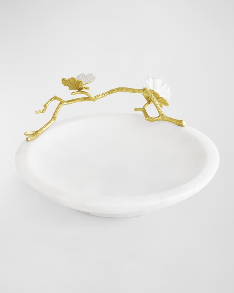 Michael Aram Butterfly Ginkgo Trinket Dish, White/Gold