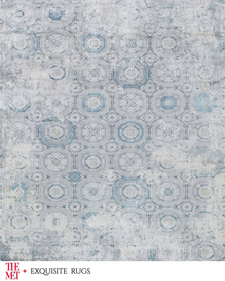 Exquisite Rugs x THE MET Legacy Power Loomed Ivory & Blue Rug, 12' x 15'
