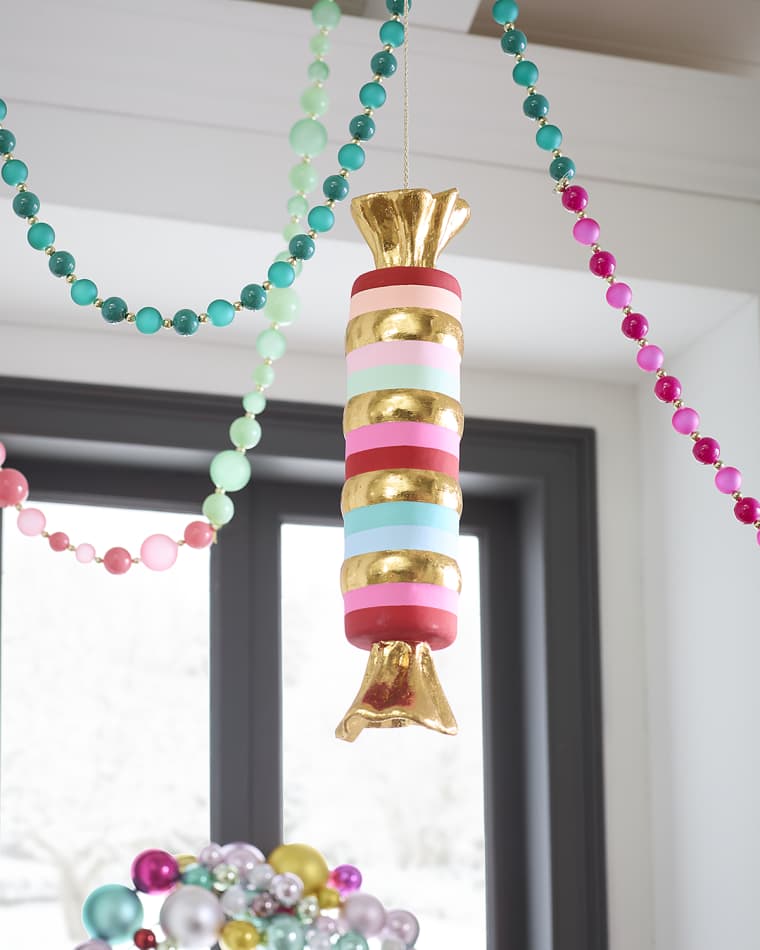 Glitterville Stripe Taffy Holiday Display, 18"