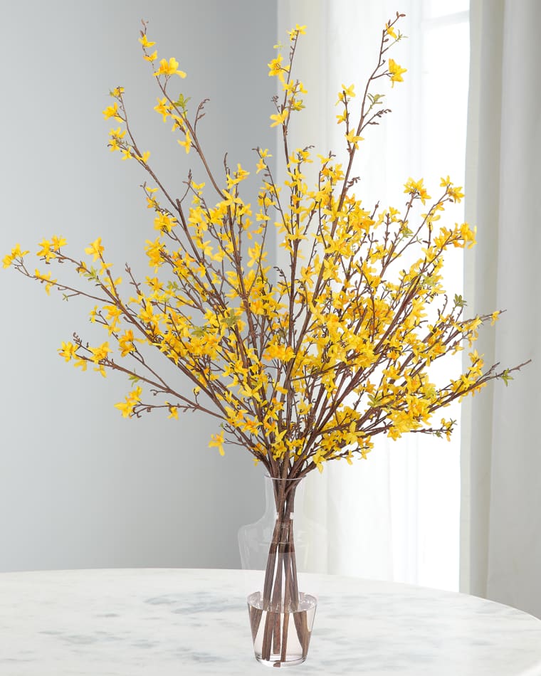 NDI Forsythia 53" Faux Floral Arrangement in Glass Vase