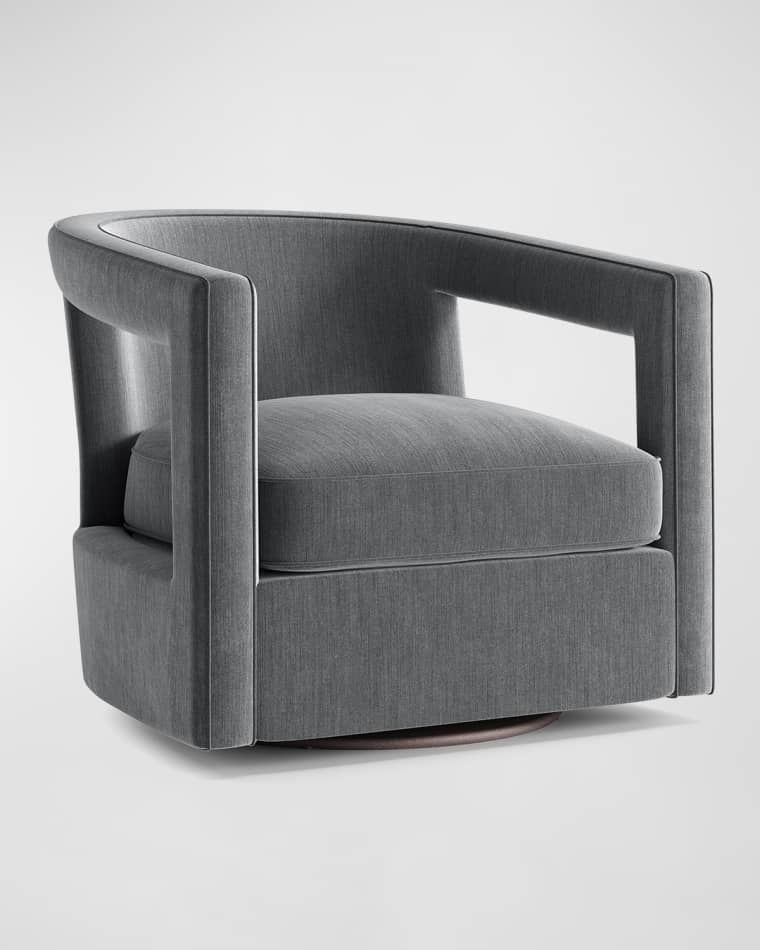 Bernhardt Alana Icy Slate Blue Swivel Chair